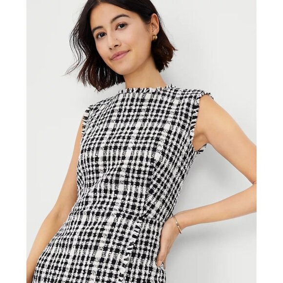 Ann Taylor Fringe Tweed Flare Dress 4 - Picture 3 of 4